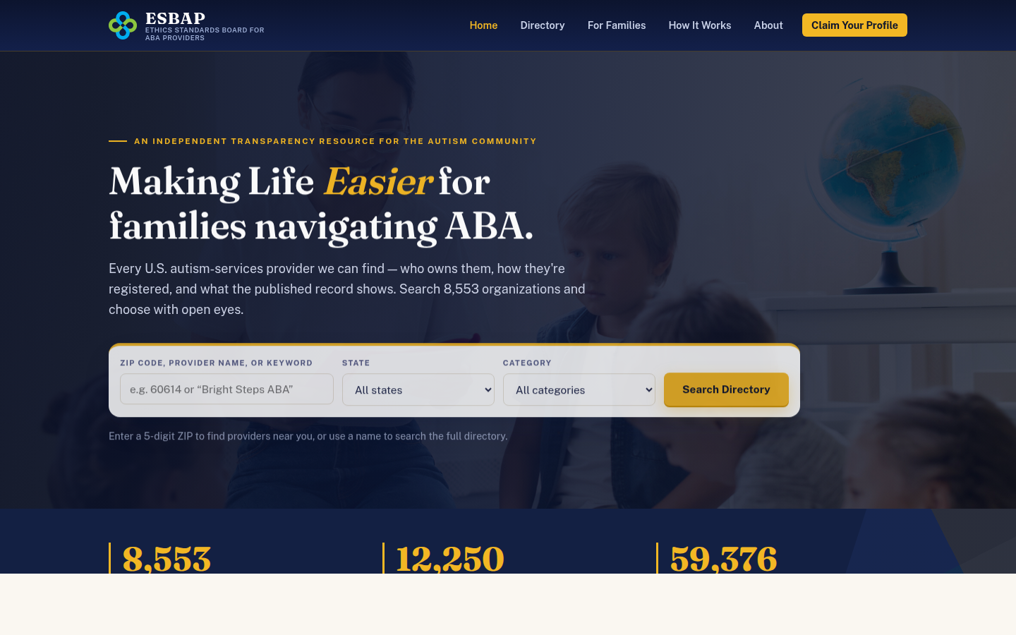 The ESBAP directory, live today.